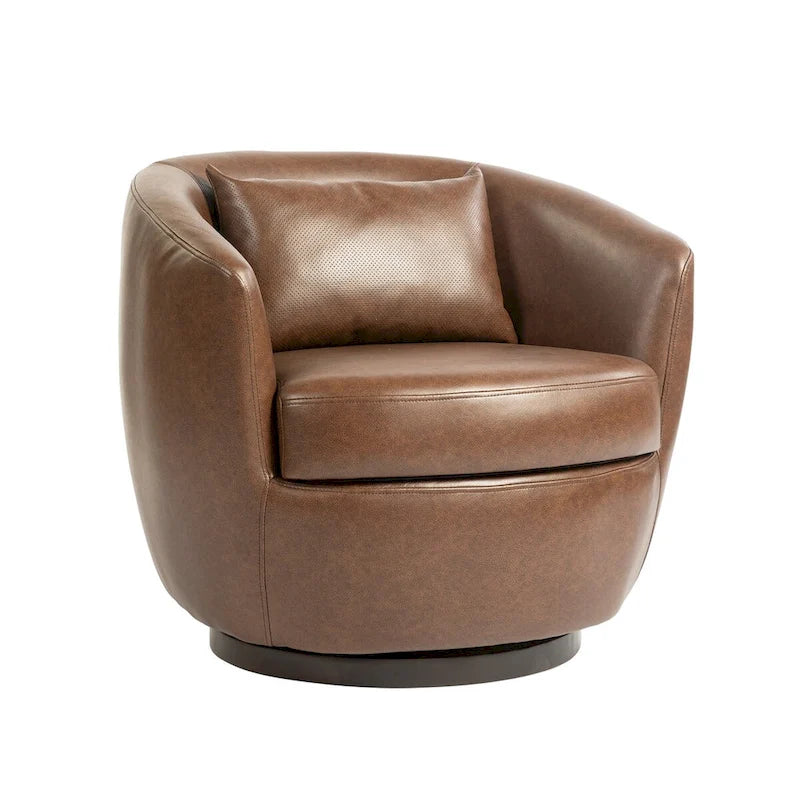 Fauteuil pivotant avec rangement intégré – Marron/Rouge/Noir, Fauteuil de salon rembourré
