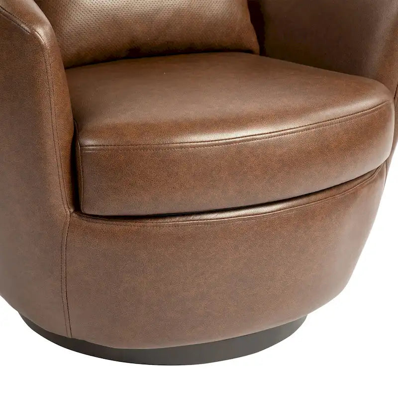 Fauteuil pivotant avec rangement intégré – Marron/Rouge/Noir, Fauteuil de salon rembourré
