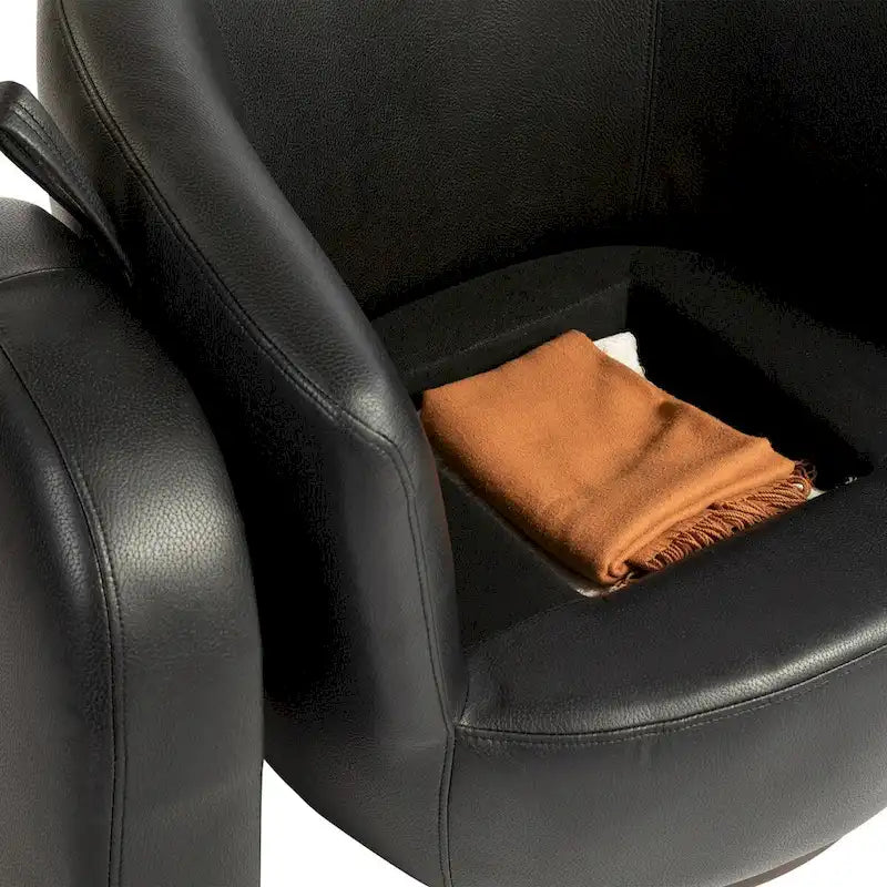 Fauteuil pivotant avec rangement intégré – Marron/Rouge/Noir, Fauteuil de salon rembourré
