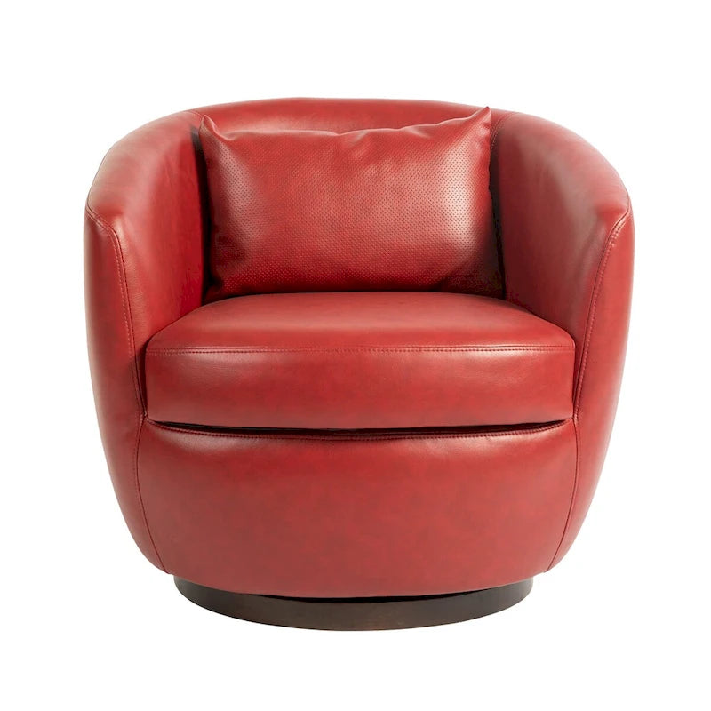 Fauteuil pivotant avec rangement intégré – Marron/Rouge/Noir, Fauteuil de salon rembourré