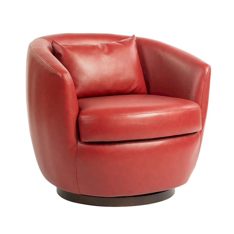 Fauteuil pivotant avec rangement intégré – Marron/Rouge/Noir, Fauteuil de salon rembourré