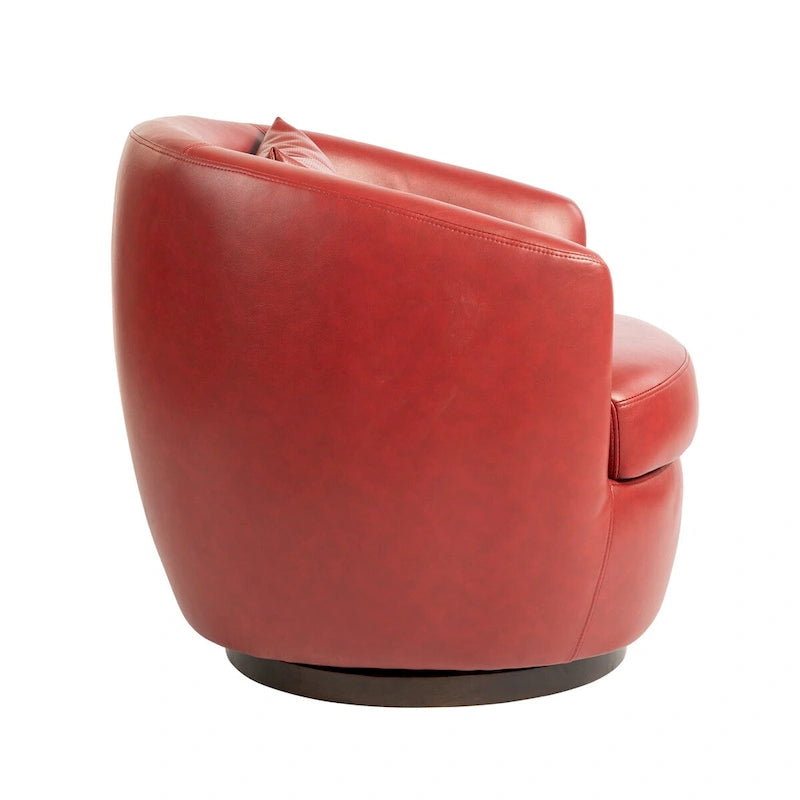 Fauteuil pivotant avec rangement intégré – Marron/Rouge/Noir, Fauteuil de salon rembourré