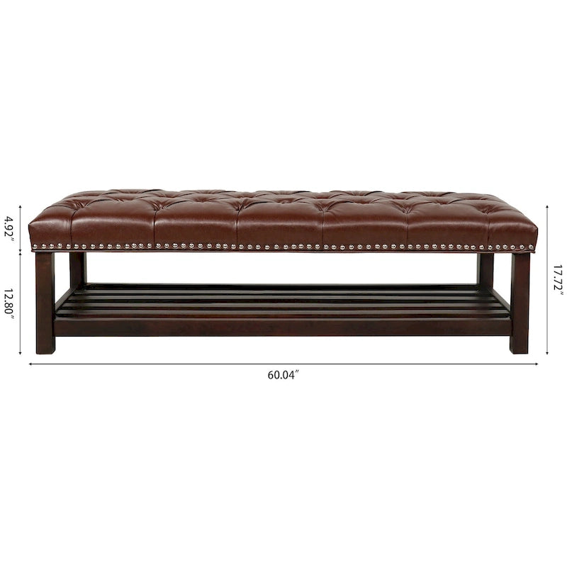 Banc rembourré à piètement en bois pour chambre à coucher ou entrée
