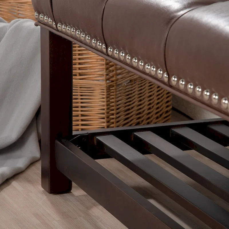 Banc rembourré à piètement en bois pour chambre à coucher ou entrée