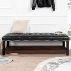 Banc rembourré à piètement en bois pour chambre à coucher ou entrée