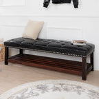 Banc rembourré à piètement en bois pour chambre à coucher ou entrée