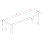Banc de salle à manger en bois d'hévéa avec assise rembourrée – 132x38x43 cm, Plusieurs finitions disponibles