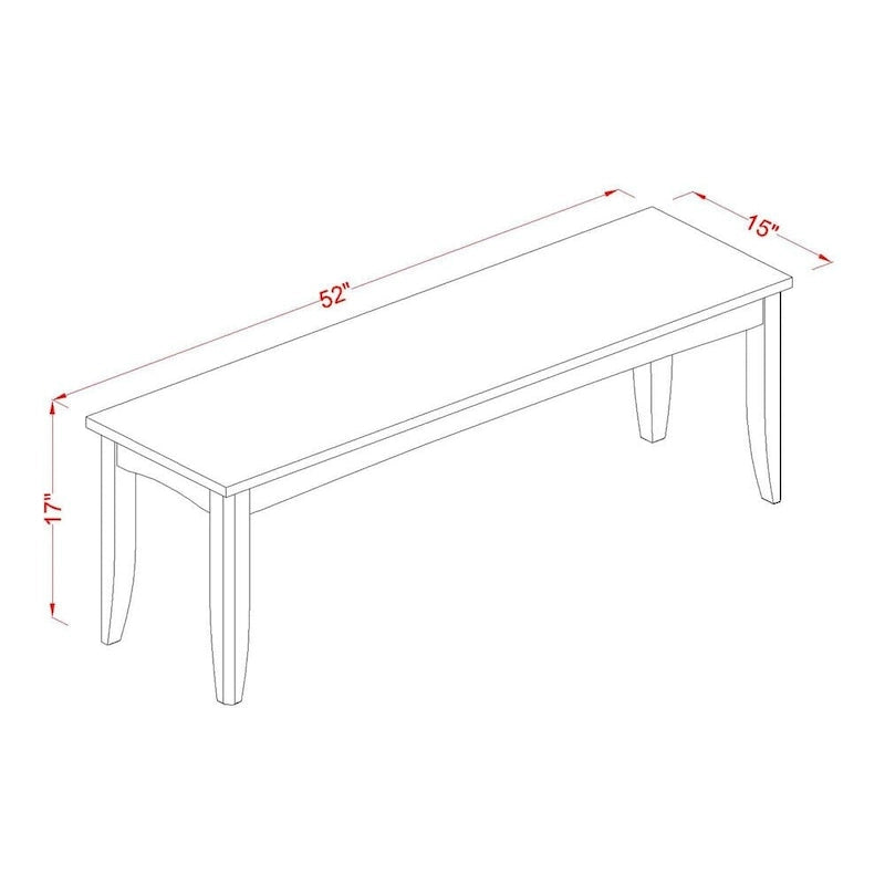Banc de salle à manger en bois d'hévéa avec assise rembourrée – 132x38x43 cm, Plusieurs finitions disponibles