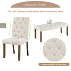 Ensemble de salle à manger de ferme 6 pièces avec table rectangulaire en bois de 183 cm – Gris/Expresso/Noyer