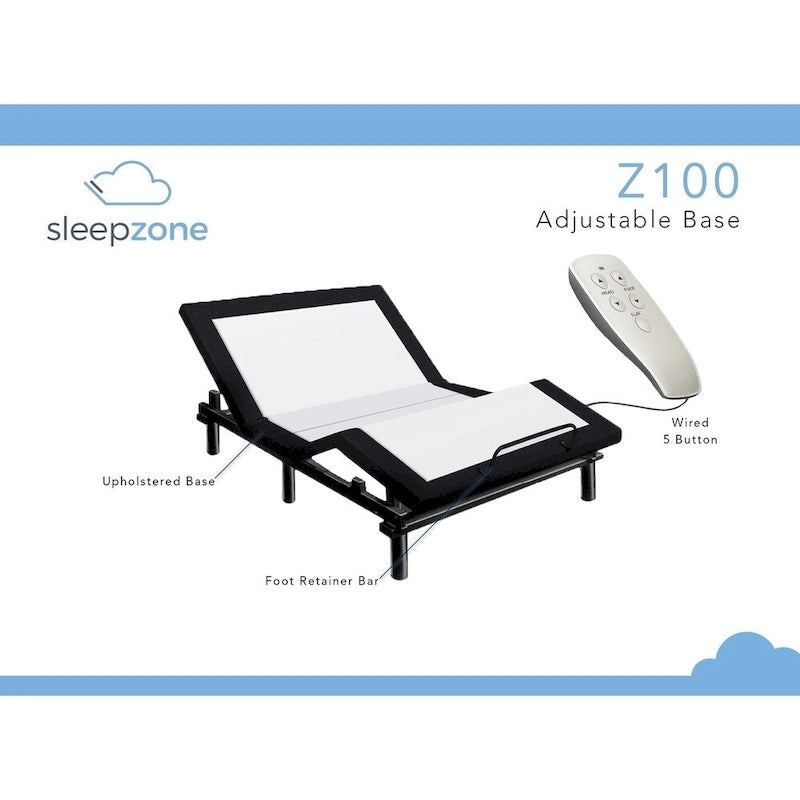 Ensemble matelas en mousse à mémoire de forme 12 pouces Sleep Zone Pacifica et sommier réglable Z100