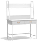 Bureau d'ordinateur avec prises de courant, tiroirs et étagère de rangement, poste de travail pour bureau à domicile
