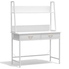 Bureau d'ordinateur avec prises de courant, tiroirs et étagère de rangement, poste de travail pour bureau à domicile