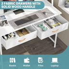 Bureau d'ordinateur avec prises de courant, tiroirs et étagère de rangement, poste de travail pour bureau à domicile