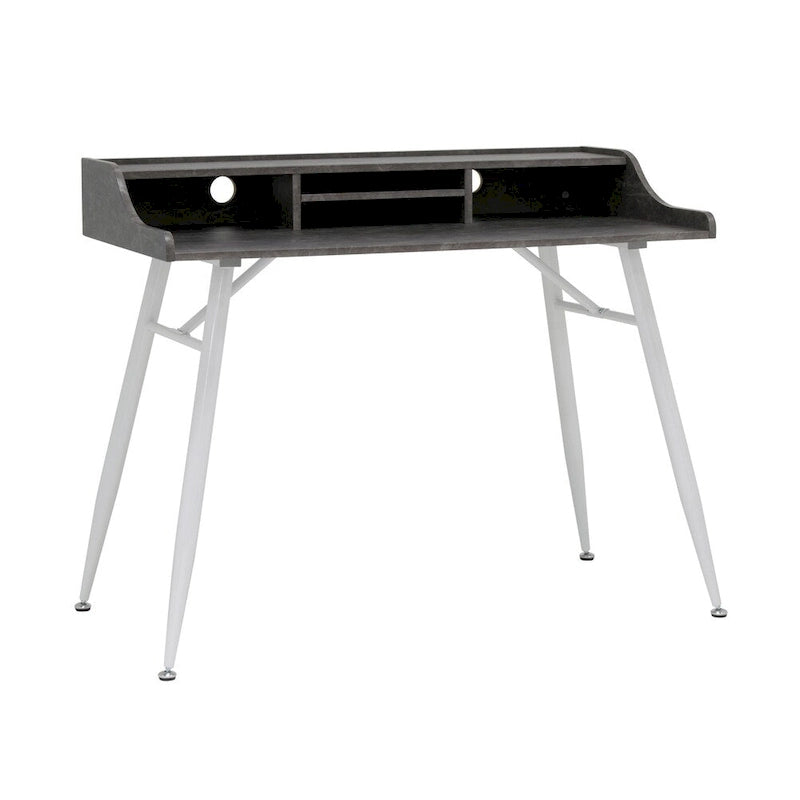 Bureau de secrétaire moderne de 45 pouces avec rangement – Finition Frêne/Ciment, Bureau à domicile