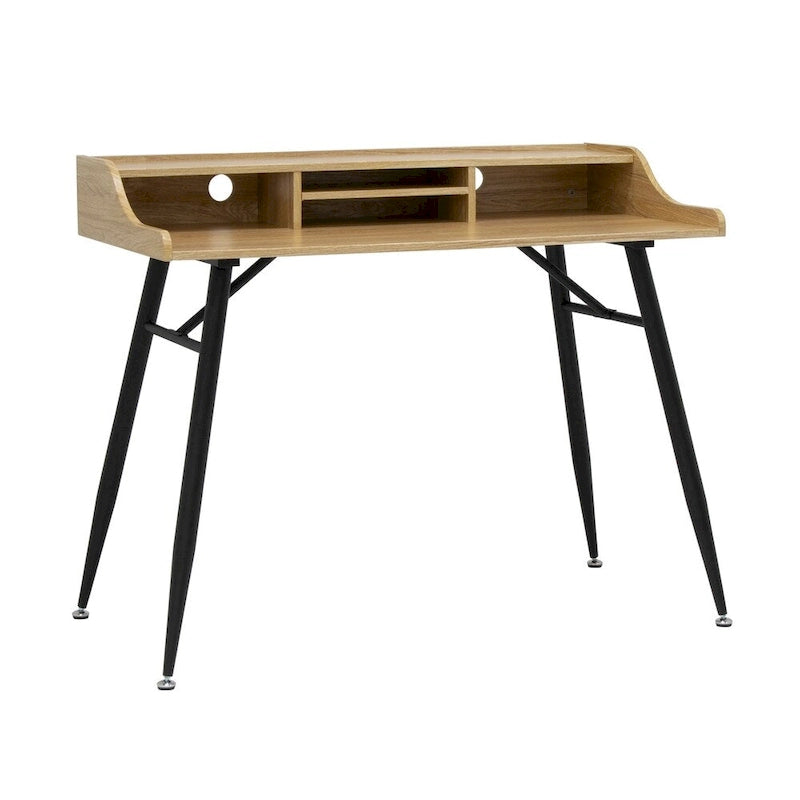 Bureau de secrétaire moderne de 45 pouces avec rangement – Finition Frêne/Ciment, Bureau à domicile