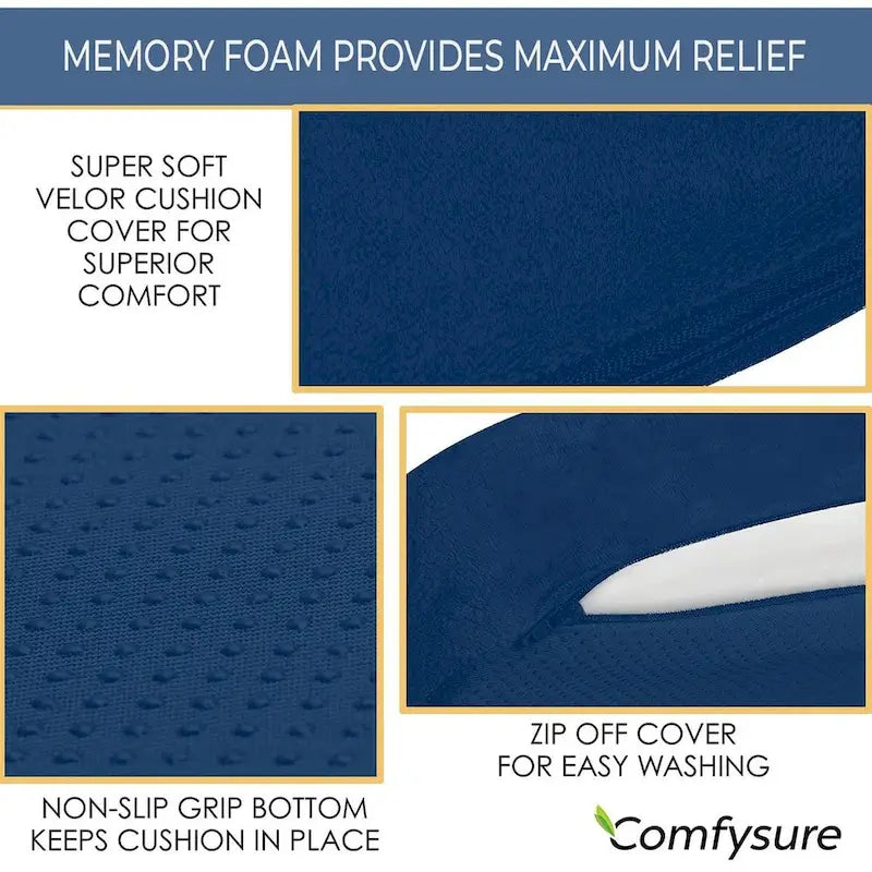Coussin compensé pour siège de voiture – Gris/Bleu, Oreiller de soutien ergonomique pour la conduite