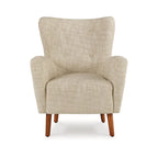 Fauteuil d'appoint en polyester beige avec coussins moelleux et pieds en bois – 29.88x30x37.75 po