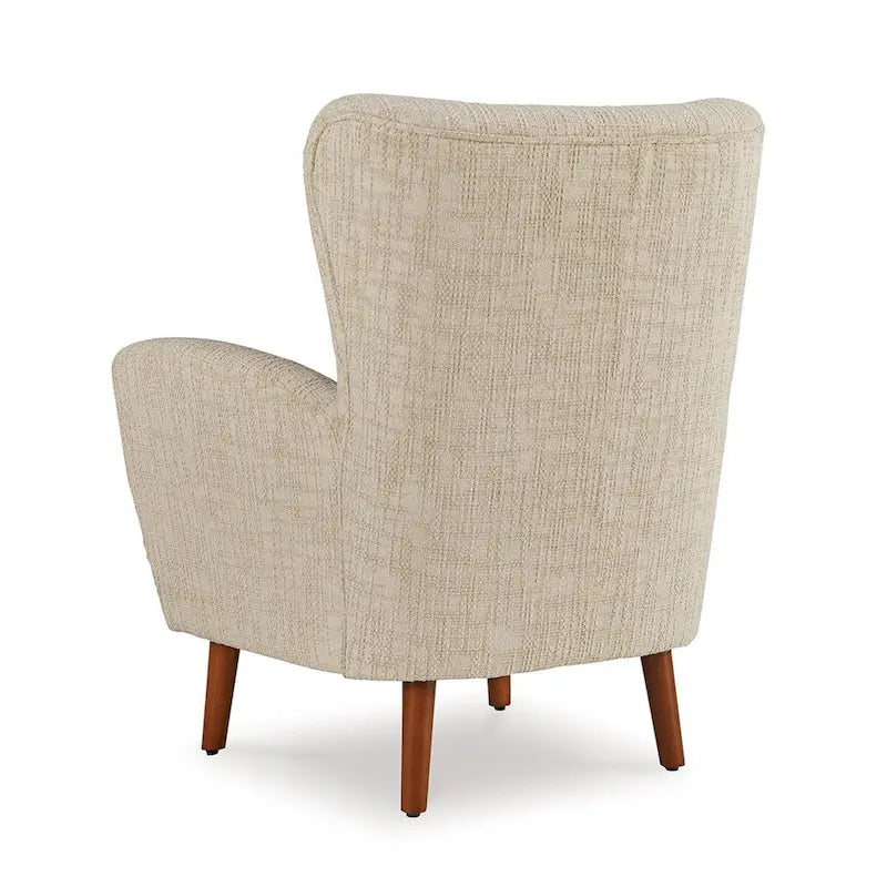 Fauteuil d'appoint en polyester beige avec coussins moelleux et pieds en bois – 29.88x30x37.75 po