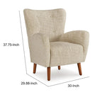 Fauteuil d'appoint en polyester beige avec coussins moelleux et pieds en bois – 29.88x30x37.75 po
