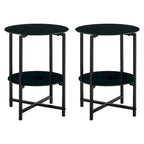 Lot de 2, table d'appoint en verre trempé, table basse ronde pour chambre à coucher, salon, bureau