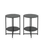 Lot de 2, table d'appoint en verre trempé, table basse ronde pour chambre à coucher, salon, bureau