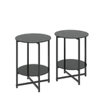 Lot de 2, table d'appoint en verre trempé, table basse ronde pour chambre à coucher, salon, bureau
