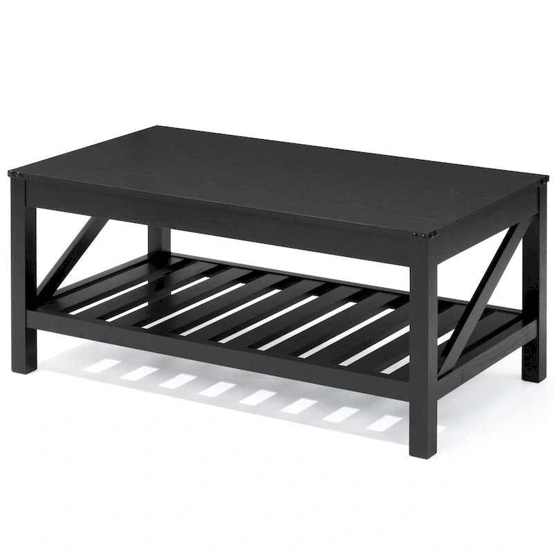 VredHom Table basse de salon avec étagère – 46 cm (H) x 102 cm (L) x 56 cm (P)