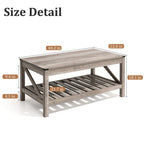 VredHom Table basse de salon avec étagère – 46 cm (H) x 102 cm (L) x 56 cm (P)