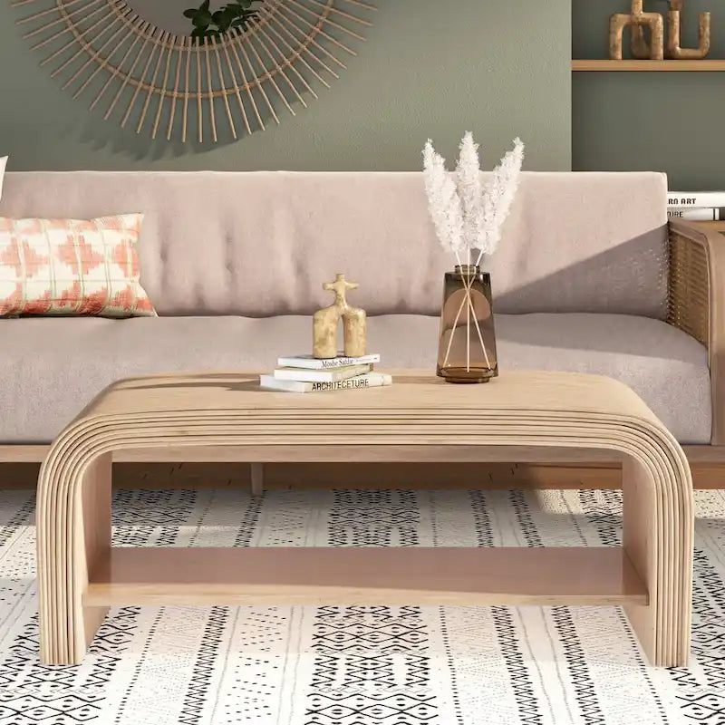 Table basse et table d'appoint en rotin – Style bohème, texture tressée naturelle