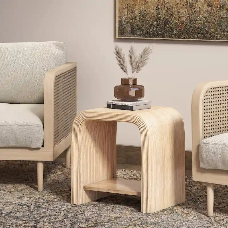 Table basse et table d'appoint en rotin – Style bohème, texture tressée naturelle