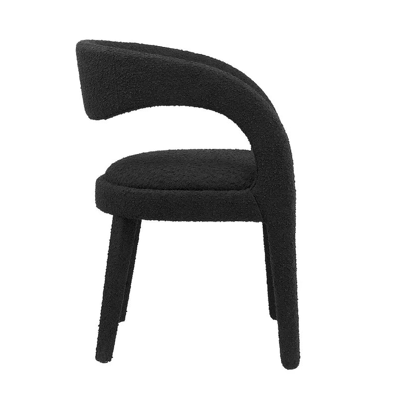Ensemble de 2 chaises de salle à manger rembourrées en tissu bouclé – Noir/Ivoire/Taupe, chaise de salle à manger moderne