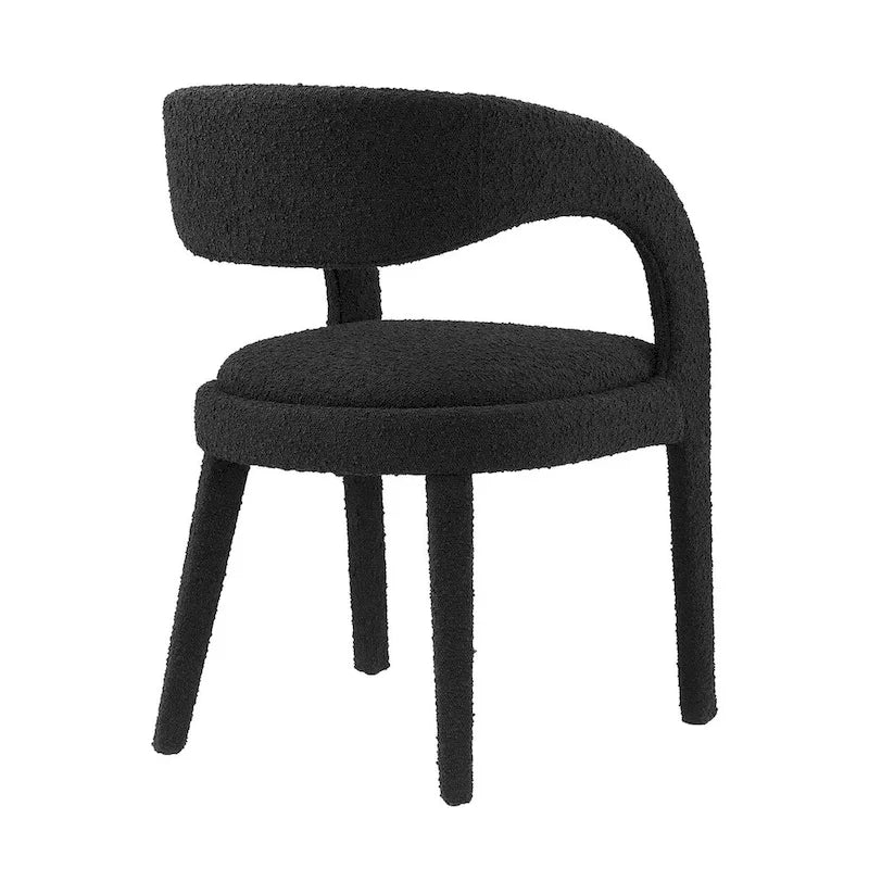 Ensemble de 2 chaises de salle à manger rembourrées en tissu bouclé – Noir/Ivoire/Taupe, chaise de salle à manger moderne