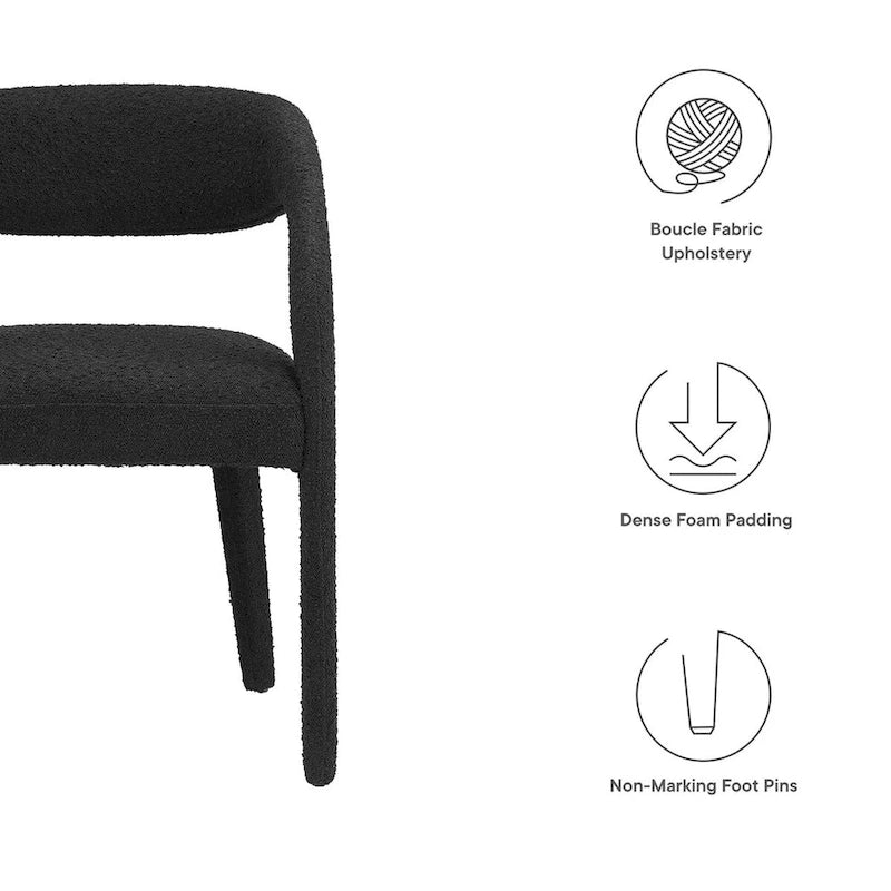 Ensemble de 2 chaises de salle à manger rembourrées en tissu bouclé – Noir/Ivoire/Taupe, chaise de salle à manger moderne