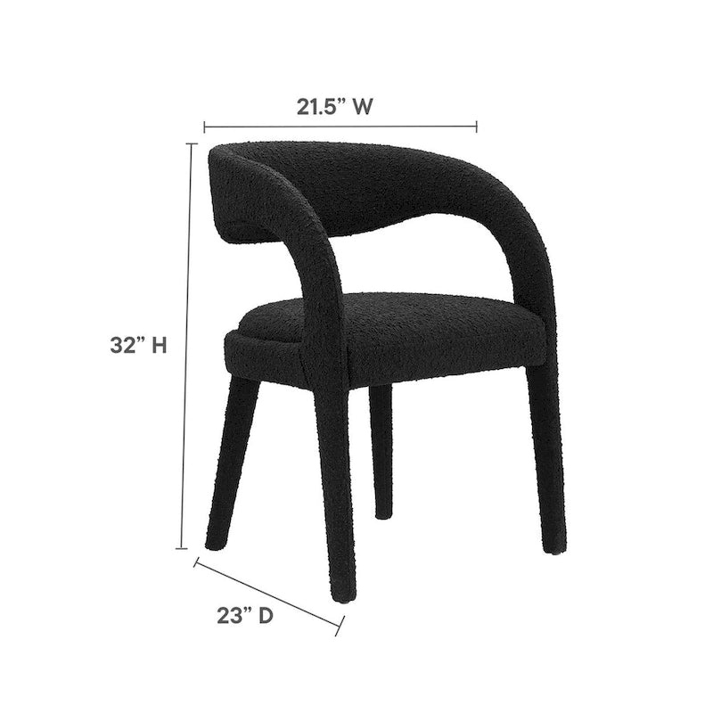 Ensemble de 2 chaises de salle à manger rembourrées en tissu bouclé – Noir/Ivoire/Taupe, chaise de salle à manger moderne