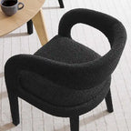 Ensemble de 2 chaises de salle à manger rembourrées en tissu bouclé – Noir/Ivoire/Taupe, chaise de salle à manger moderne