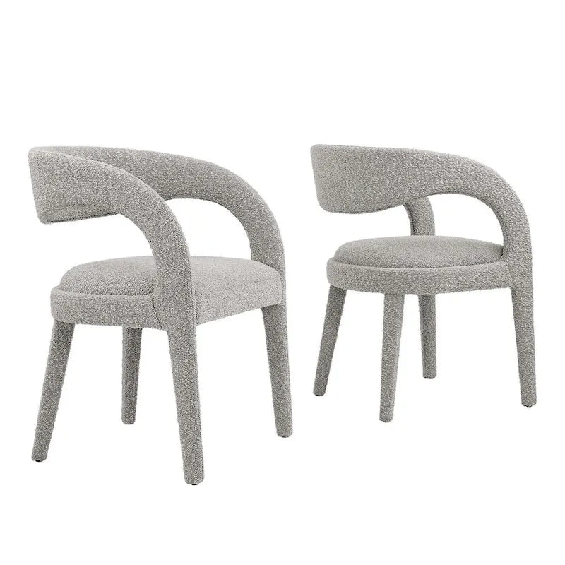 Ensemble de 2 chaises de salle à manger rembourrées en tissu bouclé – Noir/Ivoire/Taupe, chaise de salle à manger moderne