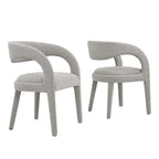 Ensemble de 2 chaises de salle à manger rembourrées en tissu bouclé – Noir/Ivoire/Taupe, chaise de salle à manger moderne