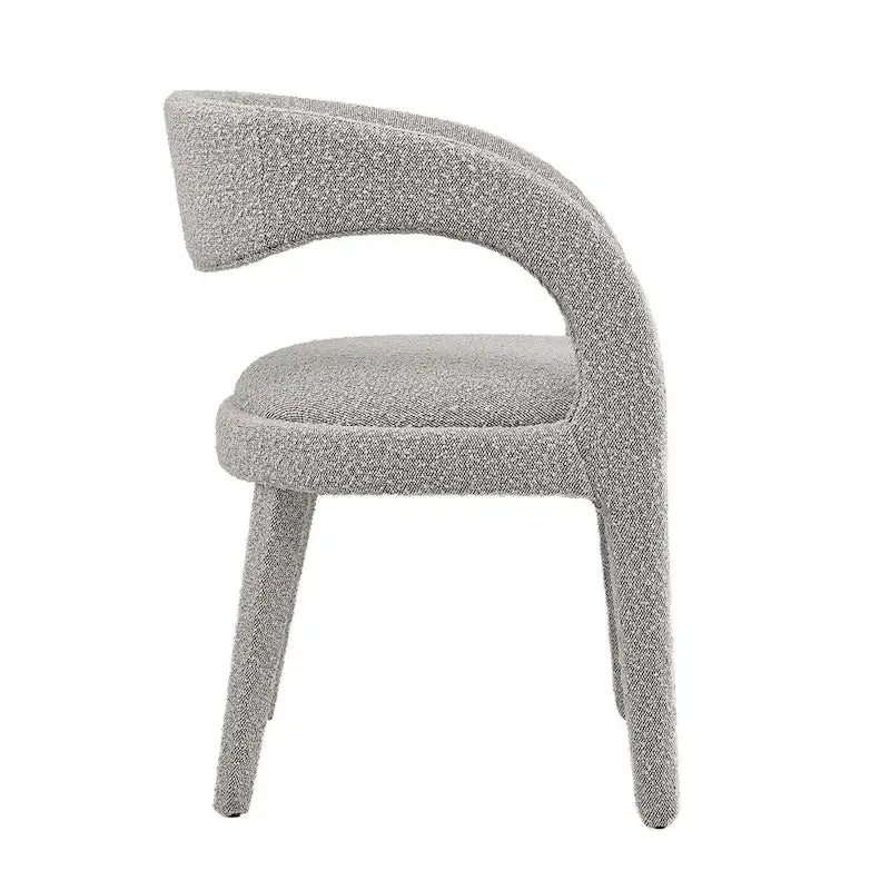 Ensemble de 2 chaises de salle à manger rembourrées en tissu bouclé – Noir/Ivoire/Taupe, chaise de salle à manger moderne