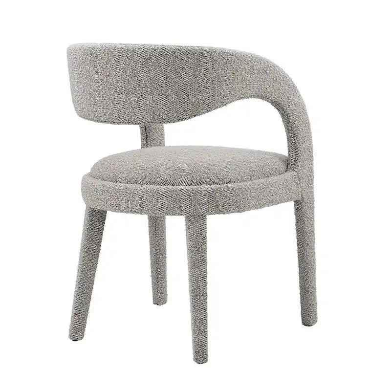 Ensemble de 2 chaises de salle à manger rembourrées en tissu bouclé – Noir/Ivoire/Taupe, chaise de salle à manger moderne