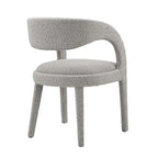 Ensemble de 2 chaises de salle à manger rembourrées en tissu bouclé – Noir/Ivoire/Taupe, chaise de salle à manger moderne