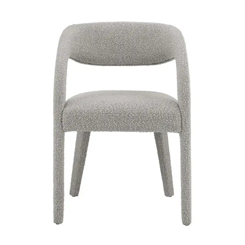 Ensemble de 2 chaises de salle à manger rembourrées en tissu bouclé – Noir/Ivoire/Taupe, chaise de salle à manger moderne