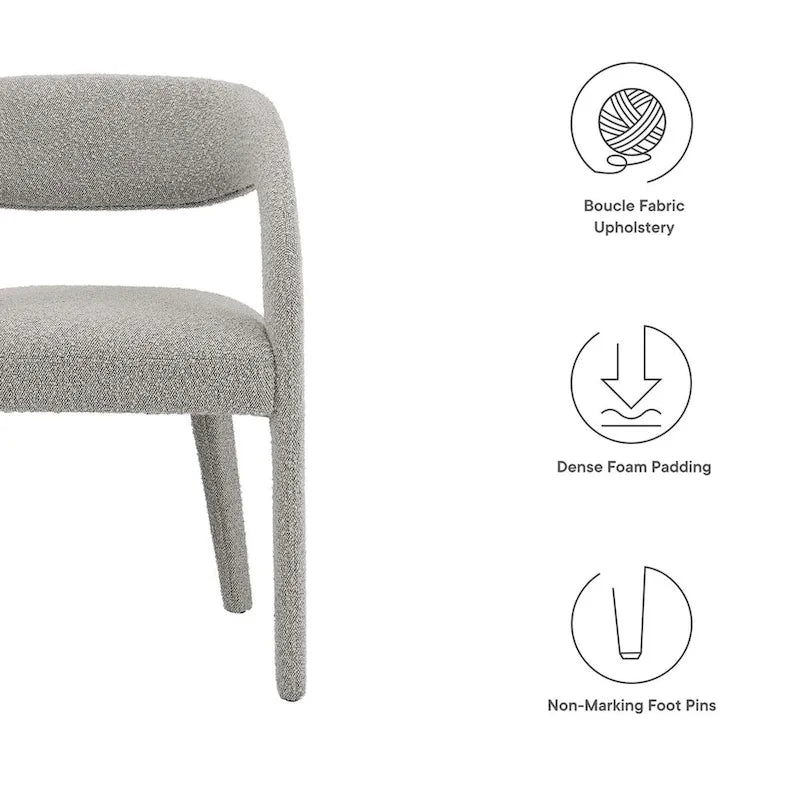 Ensemble de 2 chaises de salle à manger rembourrées en tissu bouclé – Noir/Ivoire/Taupe, chaise de salle à manger moderne