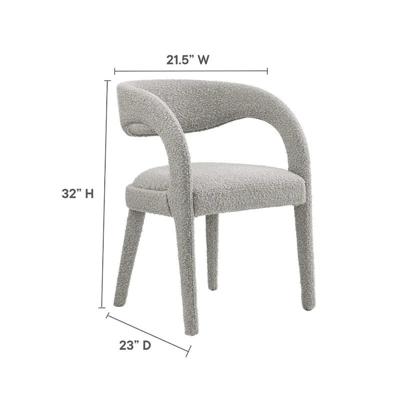 Ensemble de 2 chaises de salle à manger rembourrées en tissu bouclé – Noir/Ivoire/Taupe, chaise de salle à manger moderne