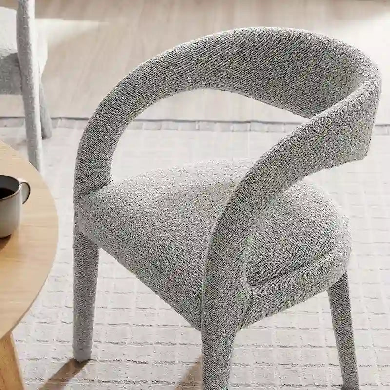 Ensemble de 2 chaises de salle à manger rembourrées en tissu bouclé – Noir/Ivoire/Taupe, chaise de salle à manger moderne