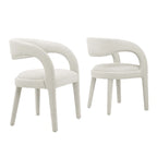 Ensemble de 2 chaises de salle à manger rembourrées en tissu bouclé – Noir/Ivoire/Taupe, chaise de salle à manger moderne