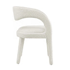 Ensemble de 2 chaises de salle à manger rembourrées en tissu bouclé – Noir/Ivoire/Taupe, chaise de salle à manger moderne