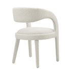 Ensemble de 2 chaises de salle à manger rembourrées en tissu bouclé – Noir/Ivoire/Taupe, chaise de salle à manger moderne