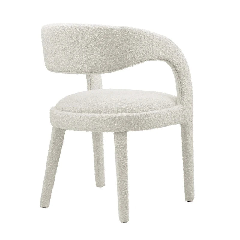 Ensemble de 2 chaises de salle à manger rembourrées en tissu bouclé – Noir/Ivoire/Taupe, chaise de salle à manger moderne