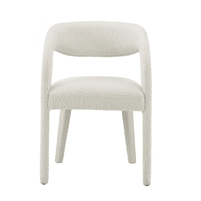 Ensemble de 2 chaises de salle à manger rembourrées en tissu bouclé – Noir/Ivoire/Taupe, chaise de salle à manger moderne