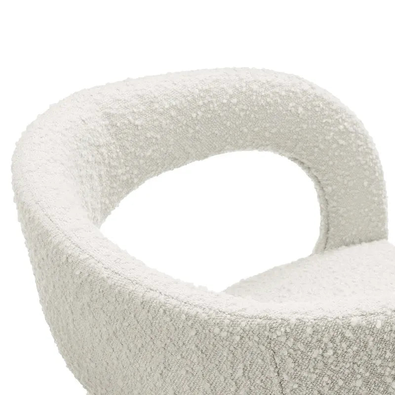Ensemble de 2 chaises de salle à manger rembourrées en tissu bouclé – Noir/Ivoire/Taupe, chaise de salle à manger moderne